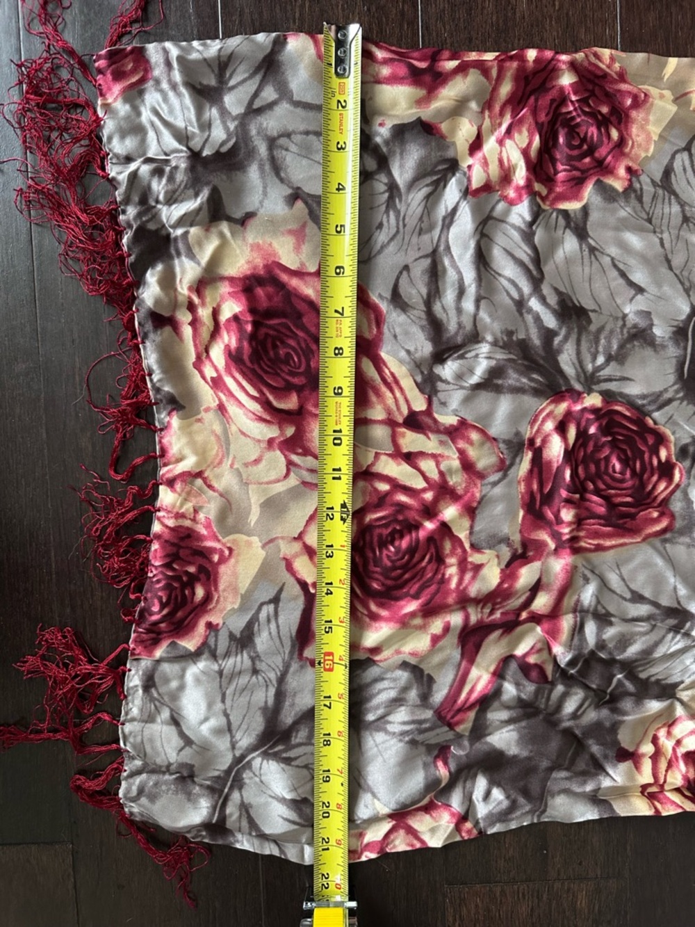 Romantic Mulberry Silk Floral Scarf Wrap Rose Print Fringe Shawl Lightweight NWT - Picture 10 of 14
